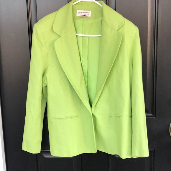 Jackets & Blazers - Carlhorn Lime Green Linen Blazer Size 16